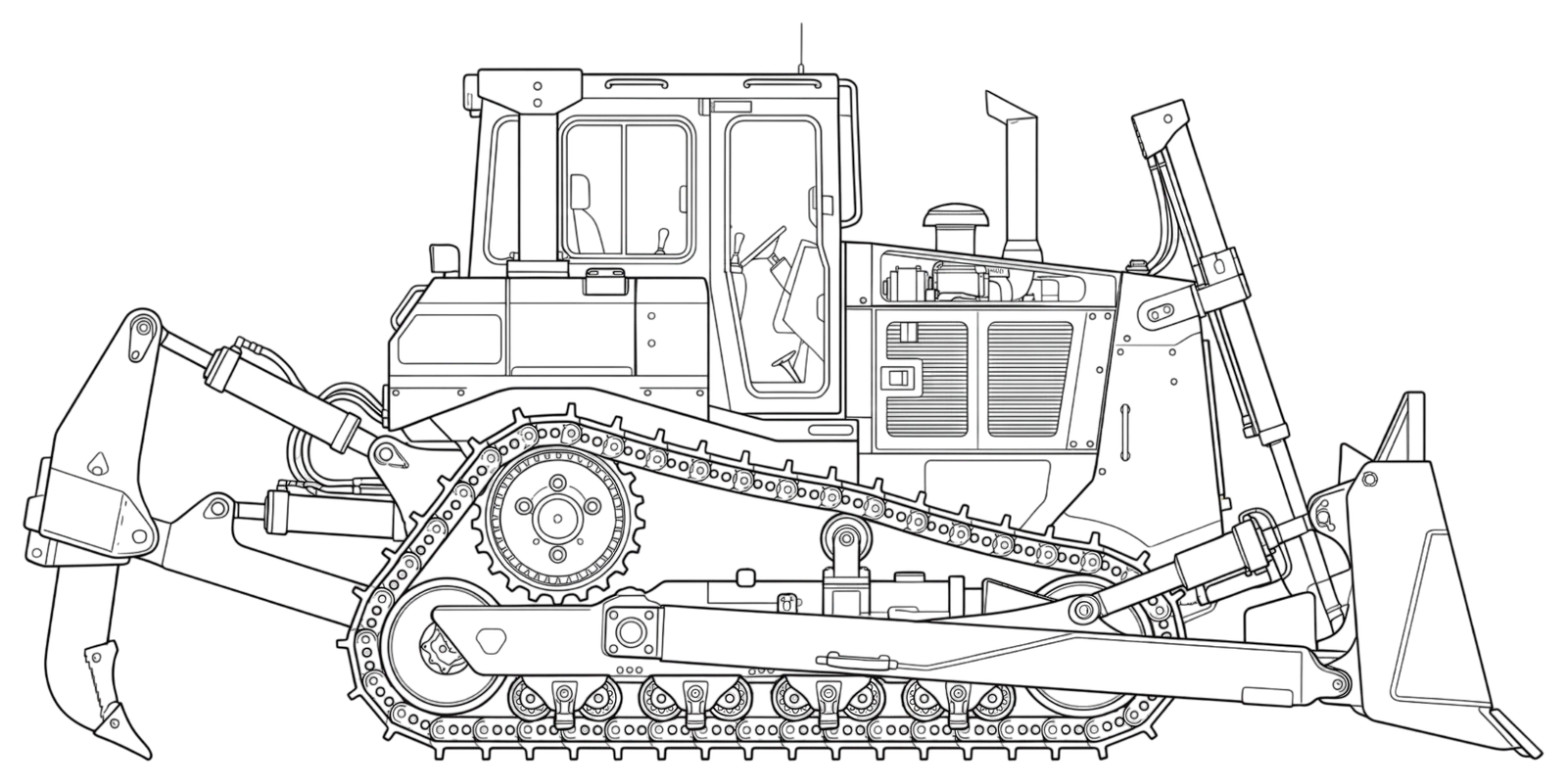 Caterpillar D5 side elevation