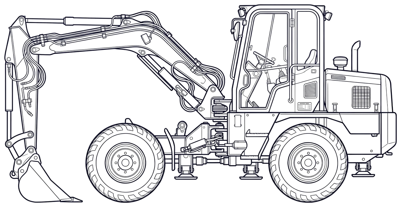 Komatsu PW180 side elevation